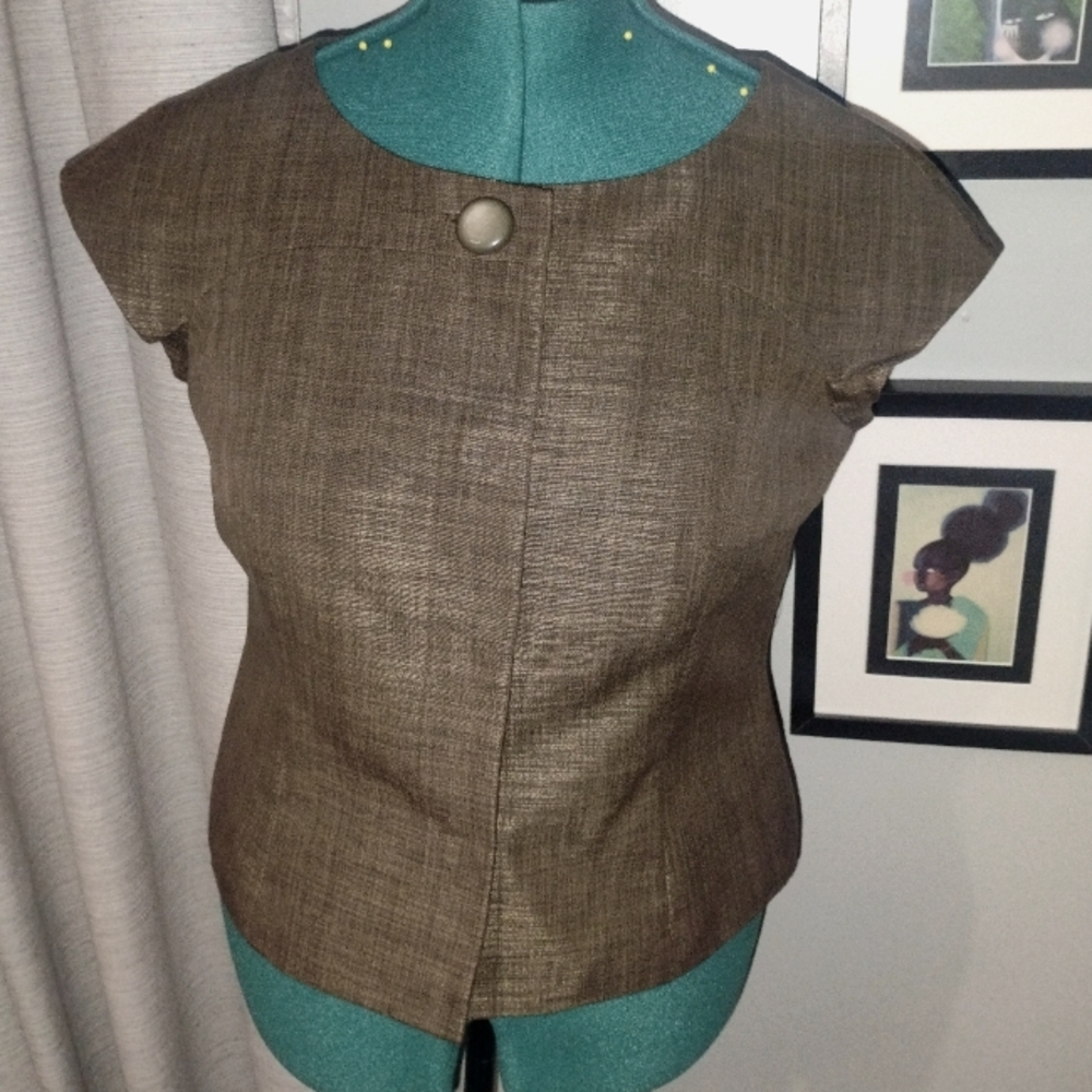Anne Klein Bronze Cap Sleeved Blazer Sz 10 - Picture 8 of 14
